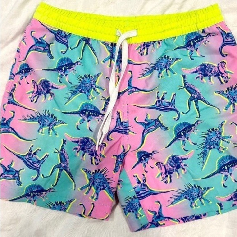 chubbies Boys Swim Trunks Bathing Suit Dinosaurs Dino Delights Small Inseam 5.5"